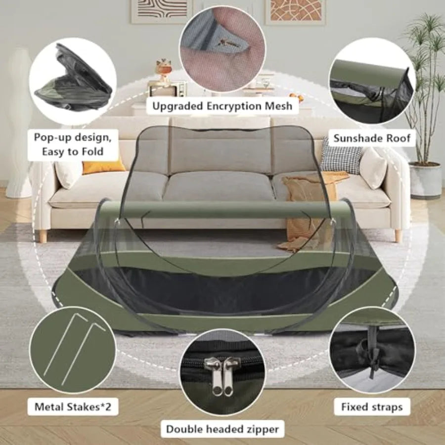 Pop-Up Mosquito Tent for Camping 1 Person Bug Net Cot Tent 3s Automatic Setup Screen Net for Adults and Fits with Camping Cot