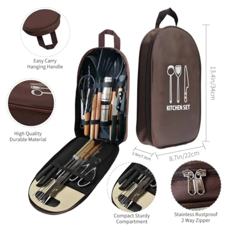 Silicone Camping Cooking Set Car Camping Essentials Cooking Kitchen Set, RV Camping Cookware Must Haves Gifts Camping Cooking Essentials