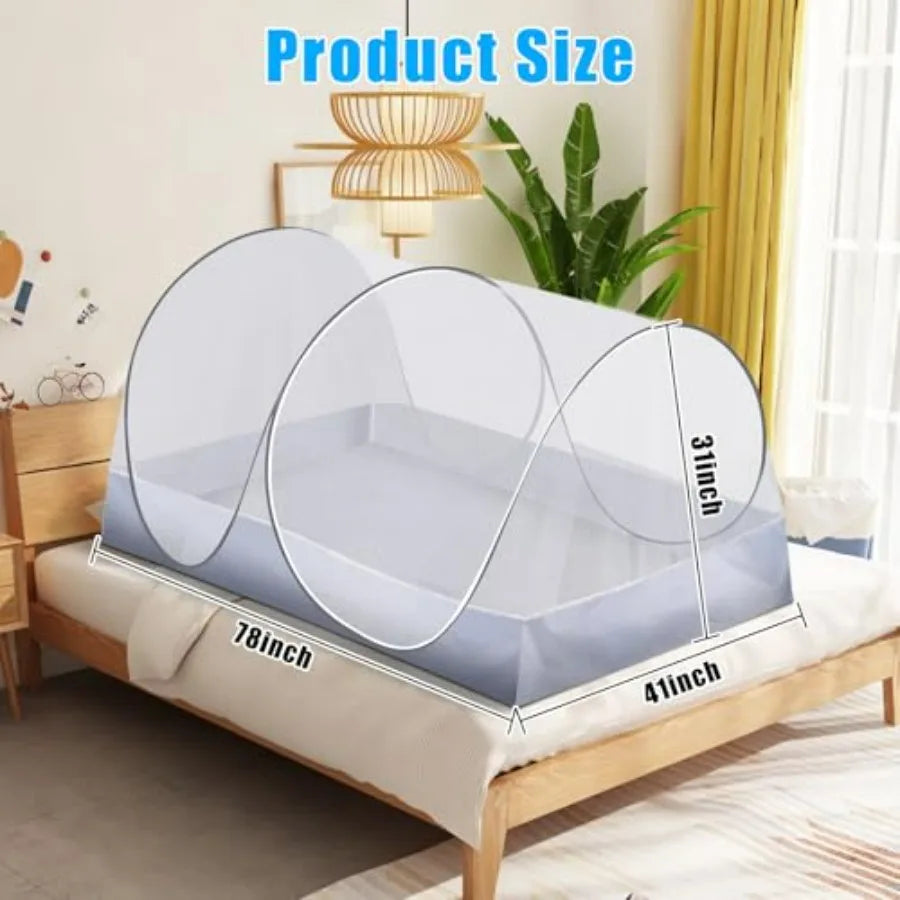 Extra Large Pop Up Mosquito Tent, Portable Foldable Mosquito Net for Bed Camping Travel Patio 78" * 41" * 31"