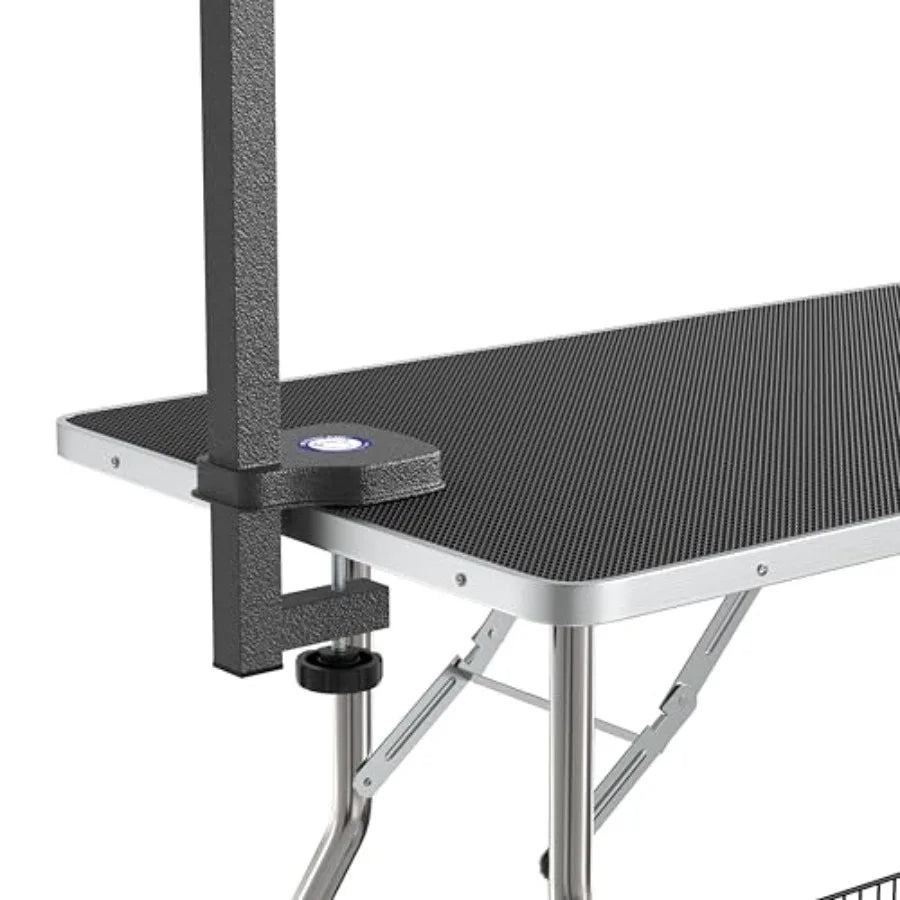 Foldable Dog Pet Grooming Table with Heavy Duty Stainless Steel Frame 38" Medium Size Black 38x22 Ideal for Home or Salon Use
