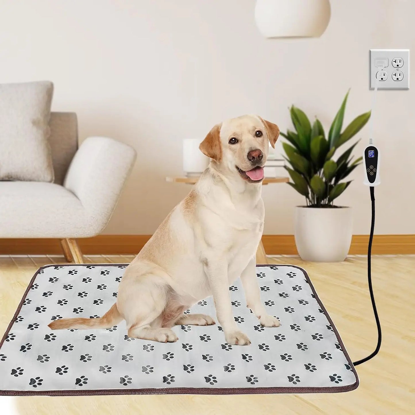 Adjustable Timer Pet Heating Pad for Cats and Dogs, Waterproof Electric Warming Mat with Chew-Resistant Cord
