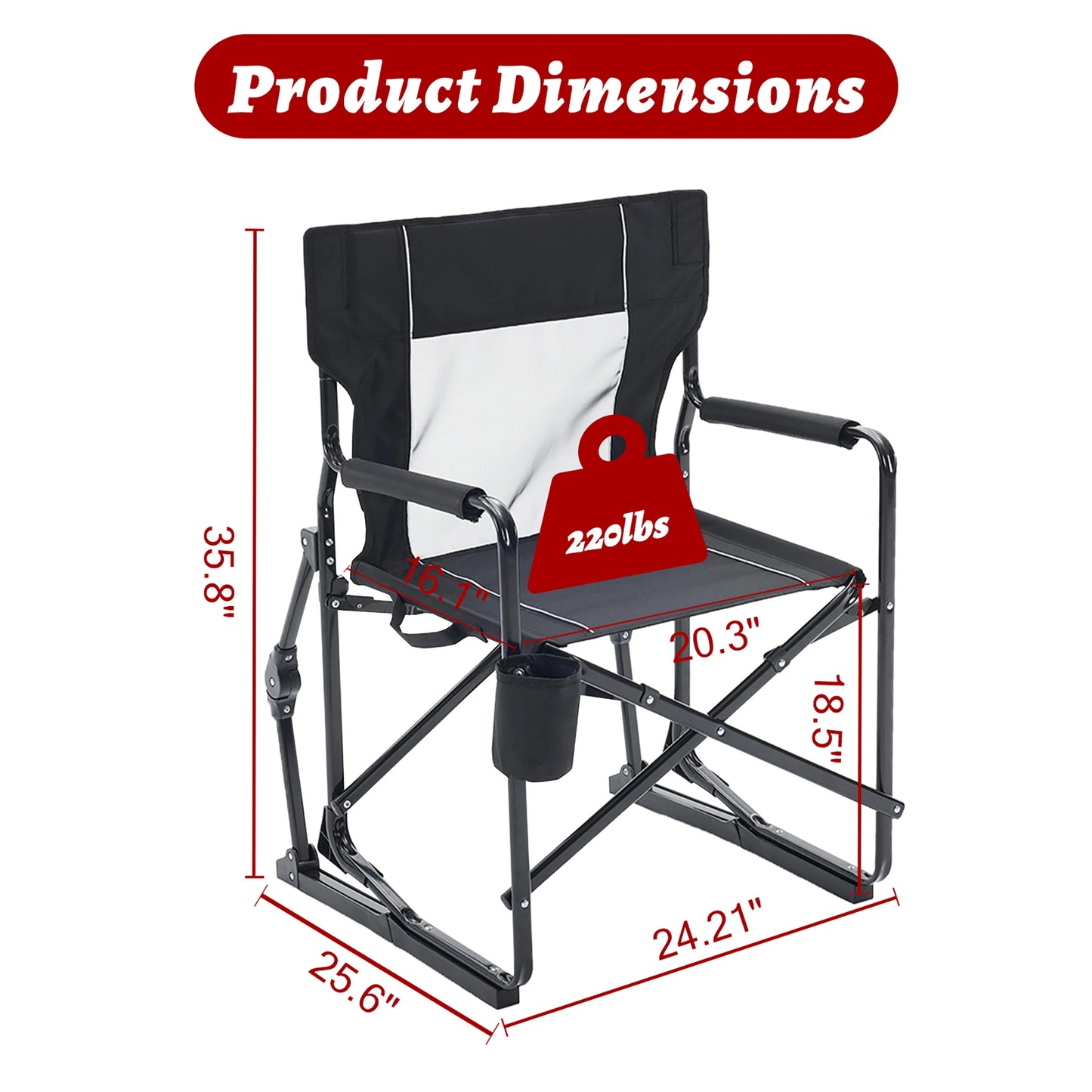 Outdoor Folding Portable Camping Chair Mesh Back Waterproof Armrests Camping Lawn Chair with Sturdy Frame Foldable Seat for Patio Beach Camping