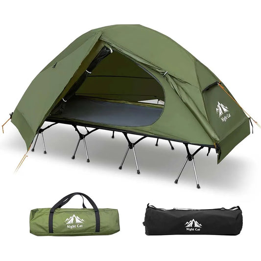 Camping Cot Tent - Waterproof 1-Person Off-Ground Combo Cot Bed for Adults Outdoor Camping Fishing Hunting Portable Easy Set-up Tent