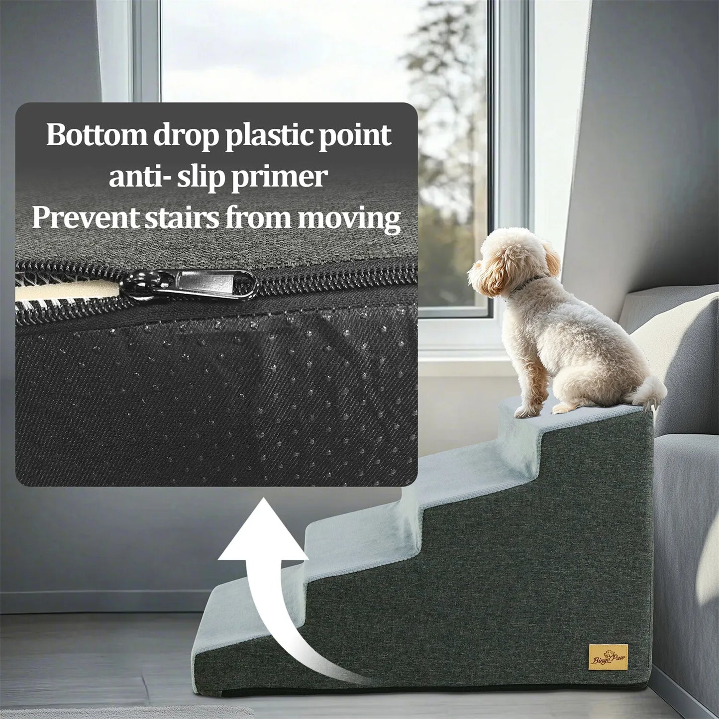 Pet 3/4/5 Step Stair Dog Cat Ramp Ladder High-Density Foam Sponge Dogs Sofa Removable and Washable Training Pet Ramp Stairs