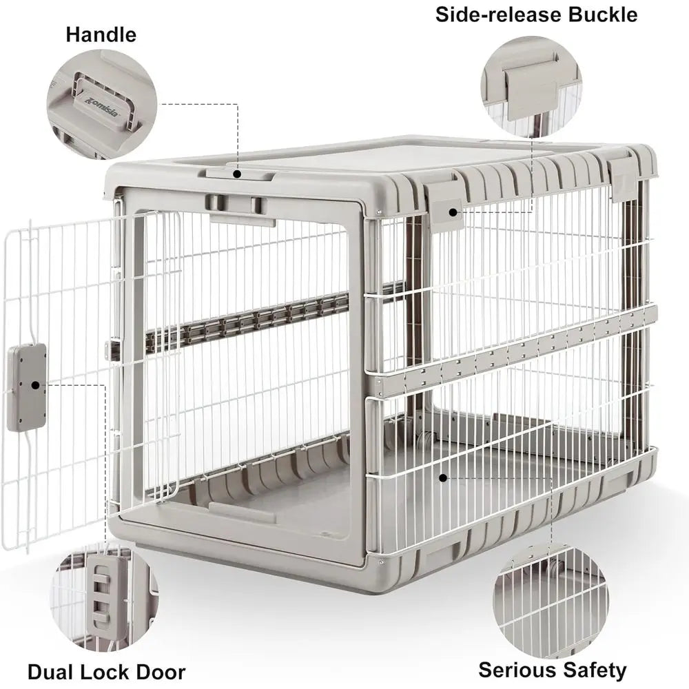 Collapsible Dog Crate or Large Dogs - 36" L Heavy Duty Dog Kennel No Tools Required with 4 Sides Steel Foldable Cage for Dogs