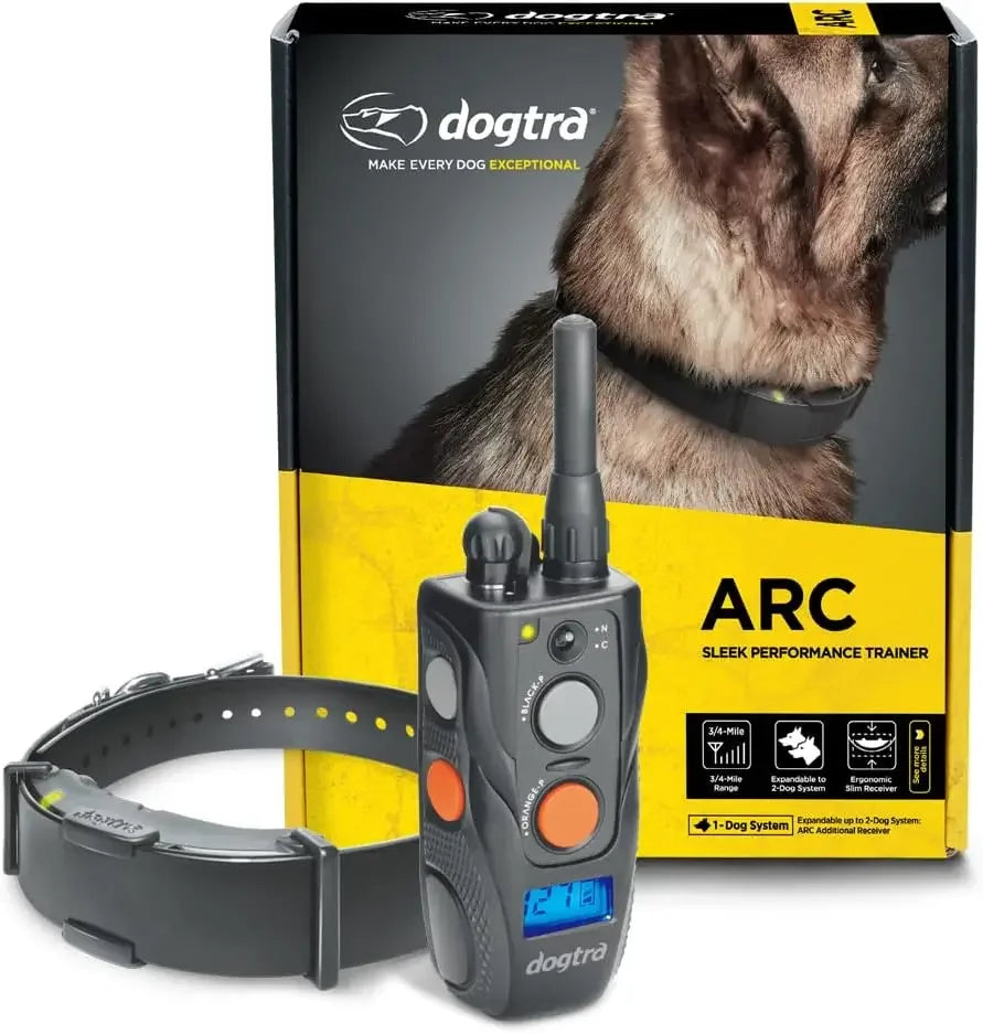ARC Slim Ergonomic 3/4-Mile Remote Dog Training E-Collar with 127-Level Precise Control via LCD Screen