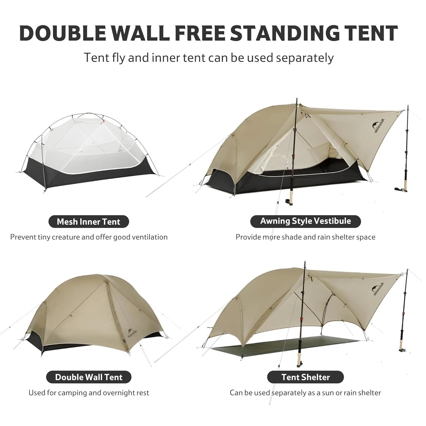 1 Person Tent Ultralight Camping Tent Outdoor Travel Double Layer Waterproof Tent 3 Season Hiking Tent