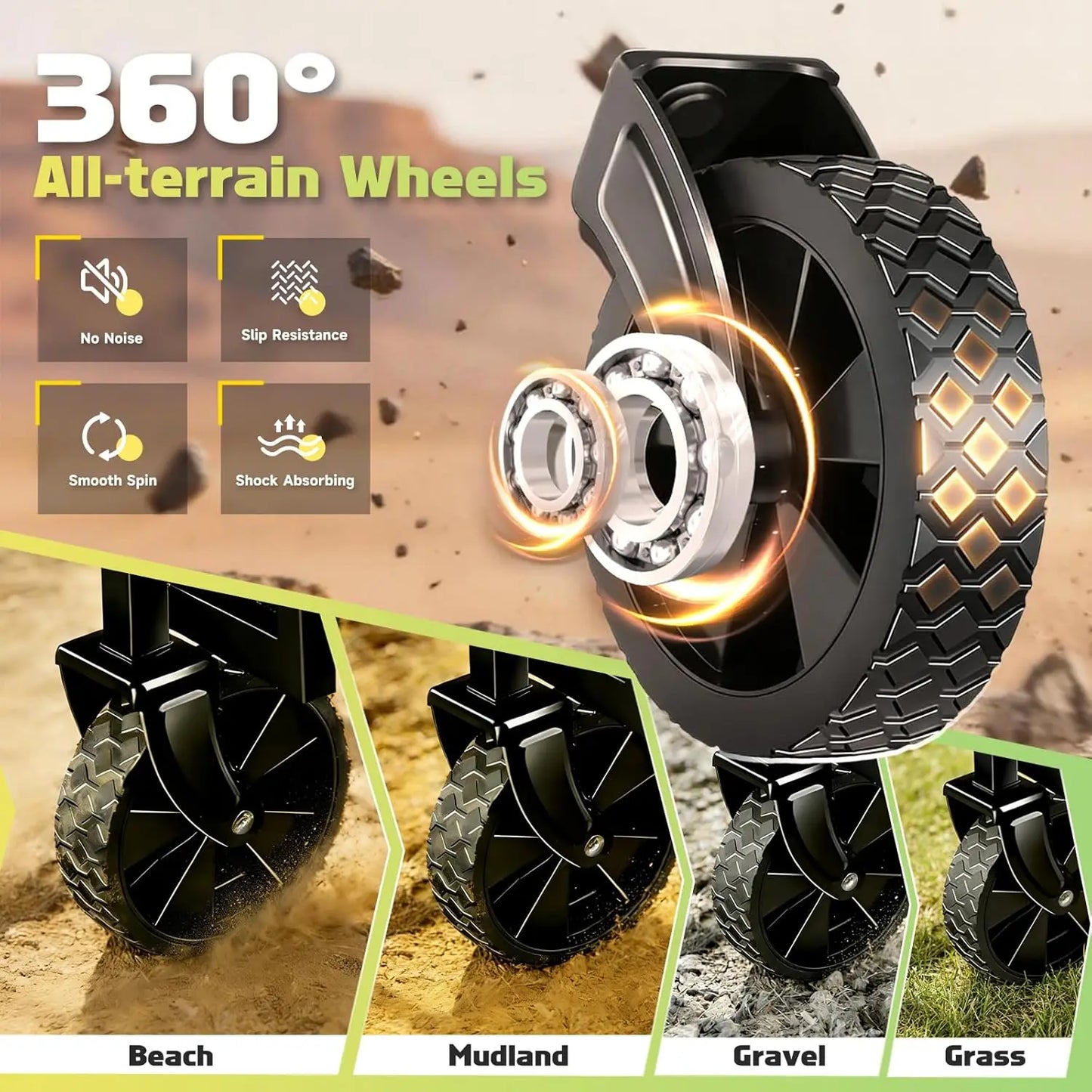 360LBS Collapsible Foldable Wagon Carts - Heavy Duty Portable Folding Utility Wagons with All-Terrain Wheels