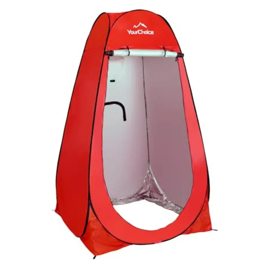 Pop-Up Privacy Shower Tent 3.9 x 3.9 x 6.2FT Portable Camping Changing Room Instant Setup Outdoor Shelter with Silver Coating