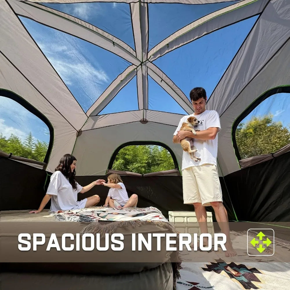6 Person Waterproof Camping Tent, Easy Setup Family Cabin with Rainfly, Portable for Outdoor Adventures
