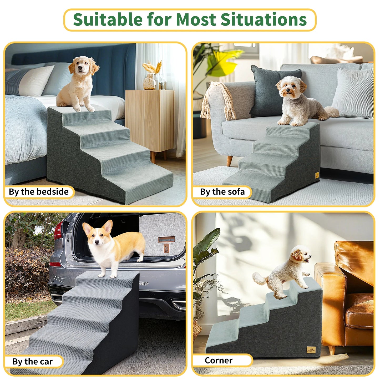 Pet 3/4/5 Step Stair Dog Cat Ramp Ladder High-Density Foam Sponge Dogs Sofa Removable and Washable Training Pet Ramp Stairs