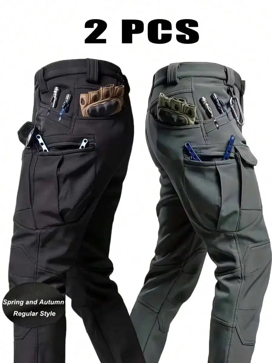 2-Pack Men’s Tactical Cargo Pants With 9 Utility Pockets For Hiking, Camping, Fishing And Outdoor Use