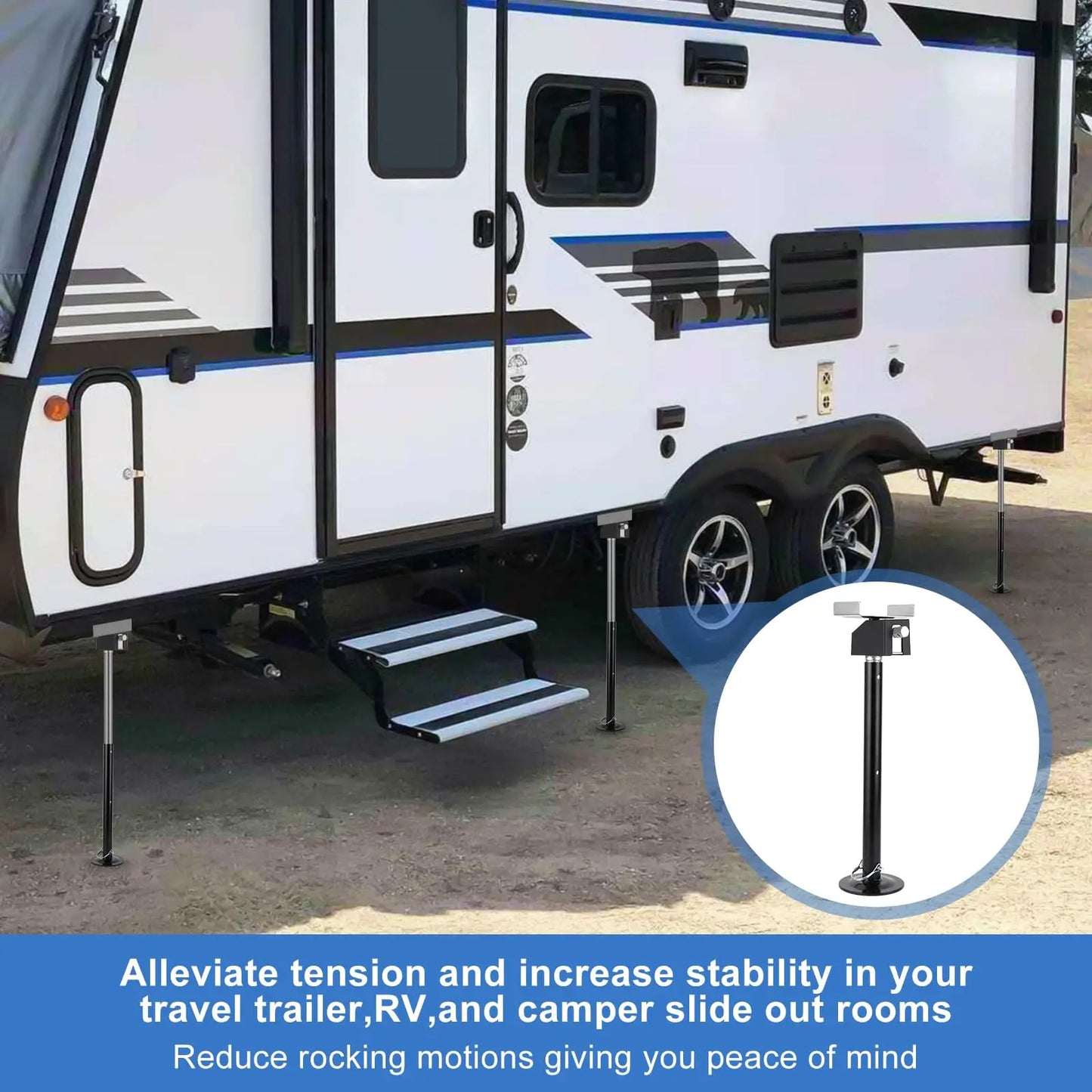RV Slide Out Stabilizer Jacks Heavy Duty 5000 LB Adjustable 21-34in Quick Lift Drill Crank Support Travel Trailer RV Camper Stand
