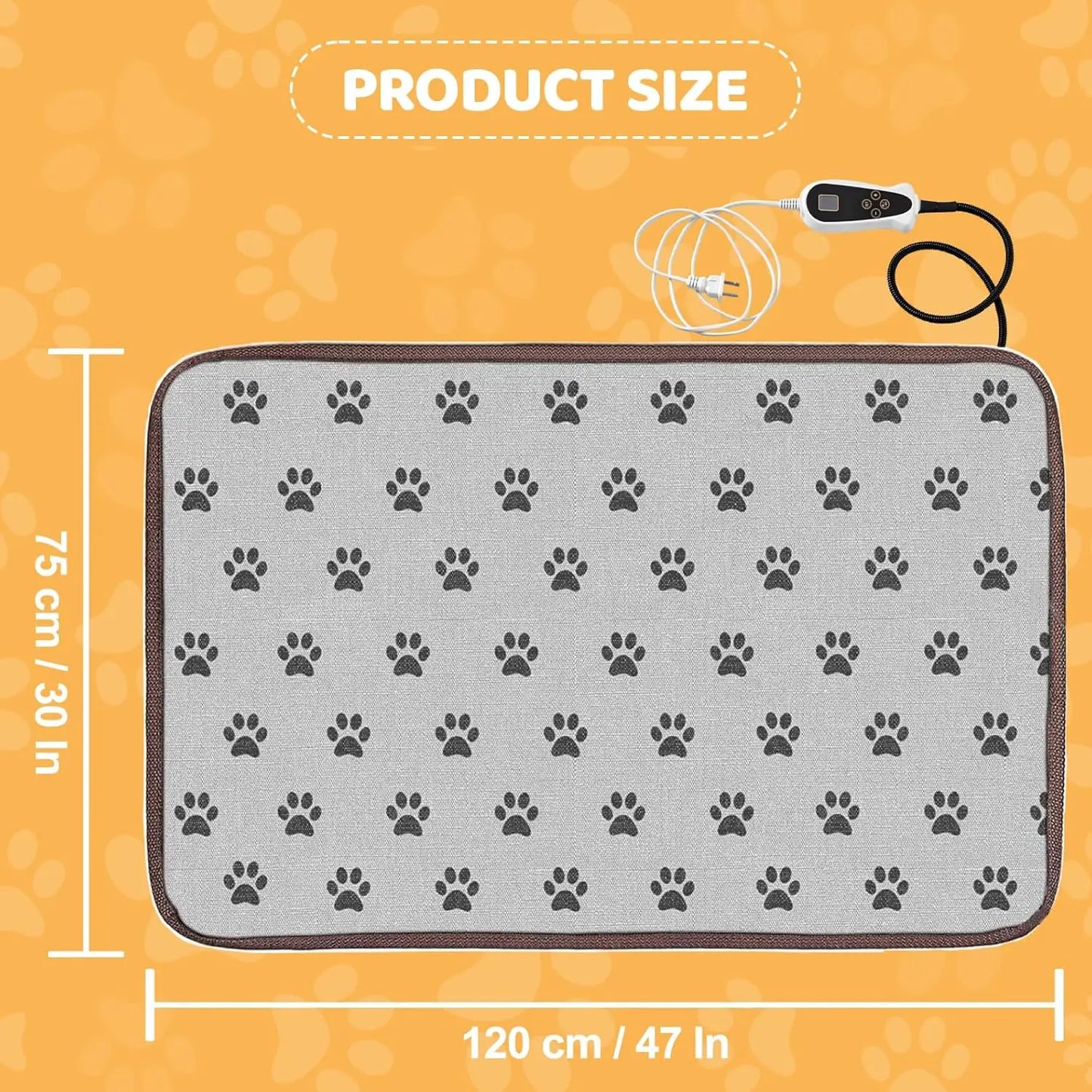 Adjustable Timer Pet Heating Pad for Cats and Dogs, Waterproof Electric Warming Mat with Chew-Resistant Cord