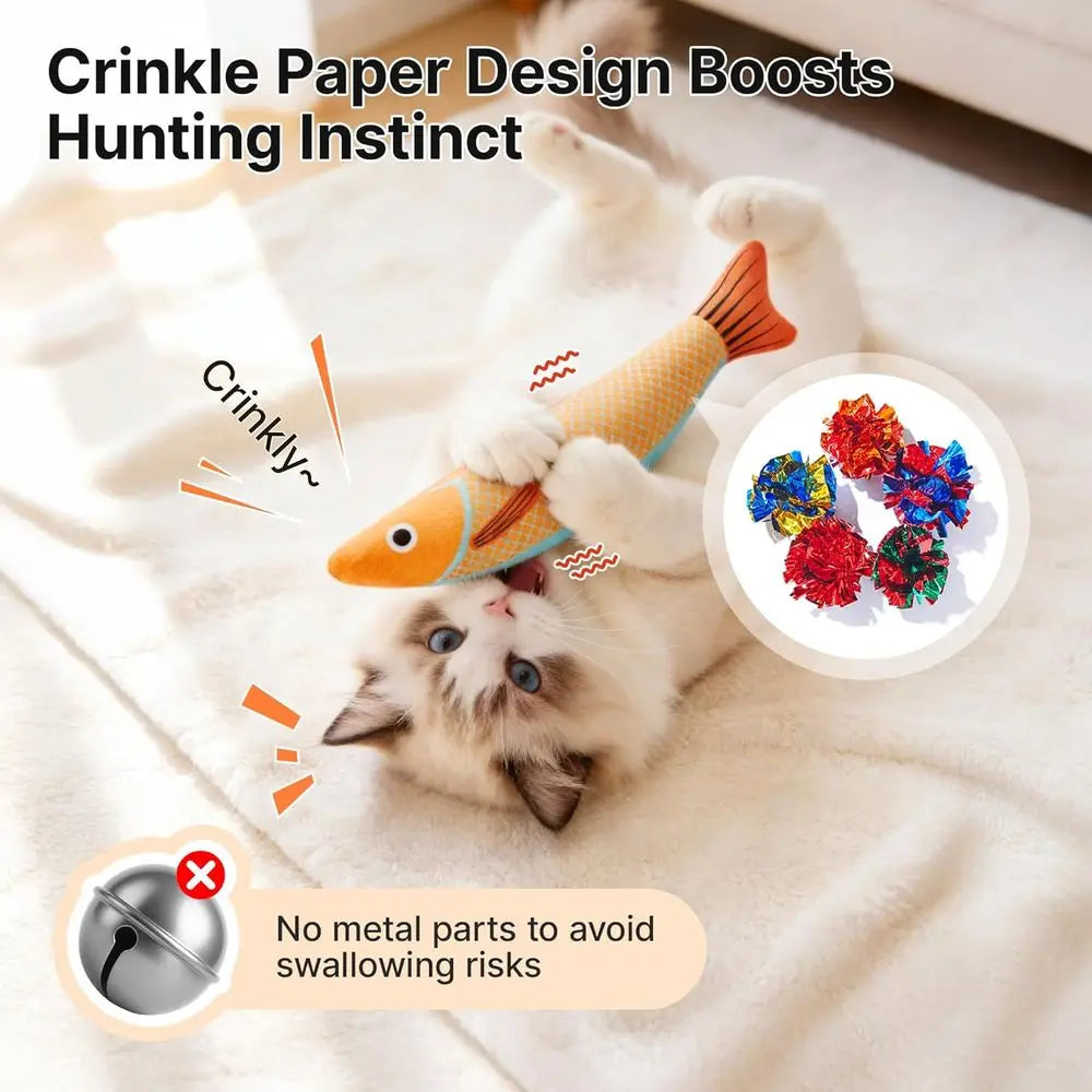 Cat Toys, 3 Pack, Catnip Crinkle Sound, Soft and Durable, Interactive Kitten Kicker or Indoor Kitty Exercise, 9.4 Inches
