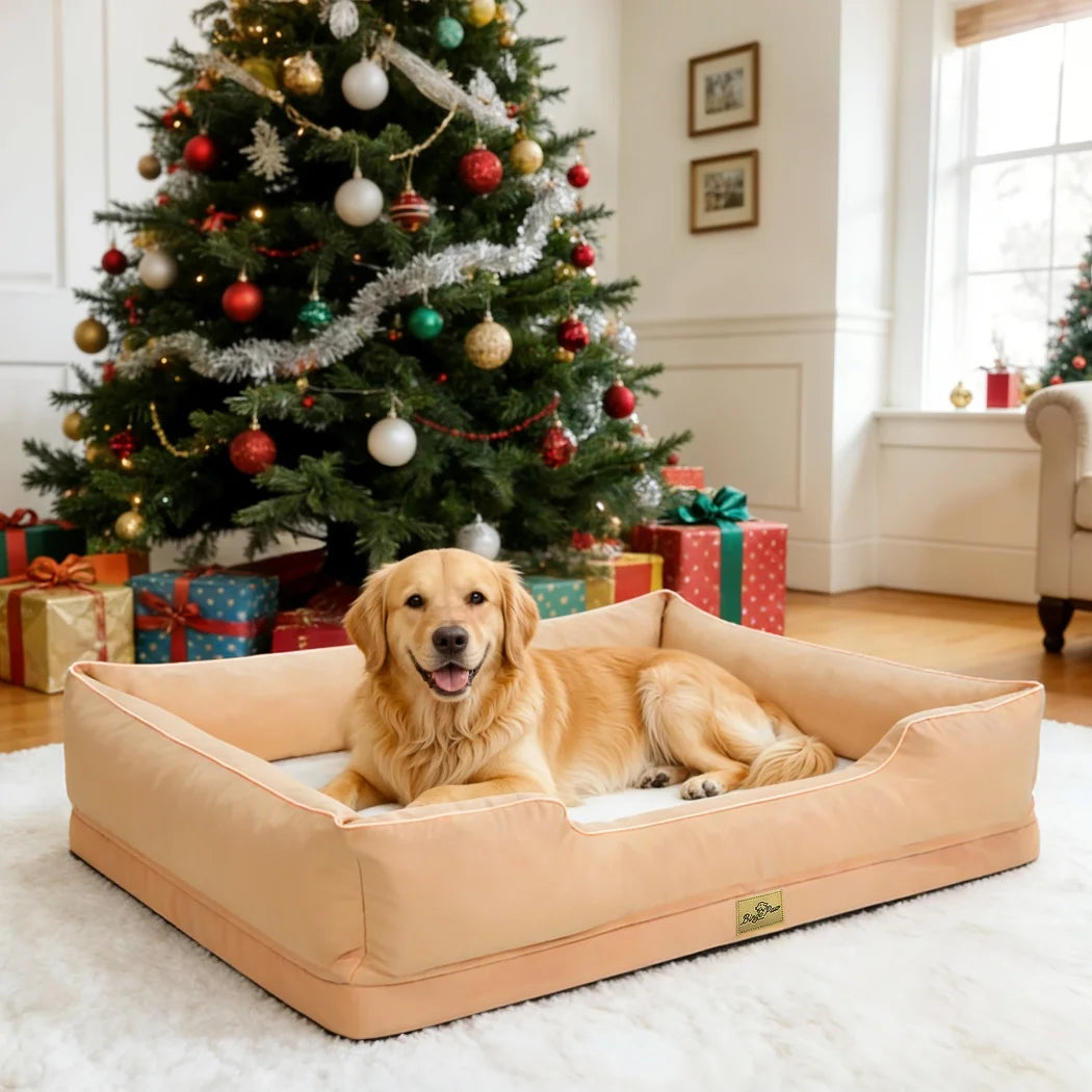 Jumbo Large Orthopedic Dog Bed Waterproof Pet Crate Couch Bolster Calming Nonslip Bottom