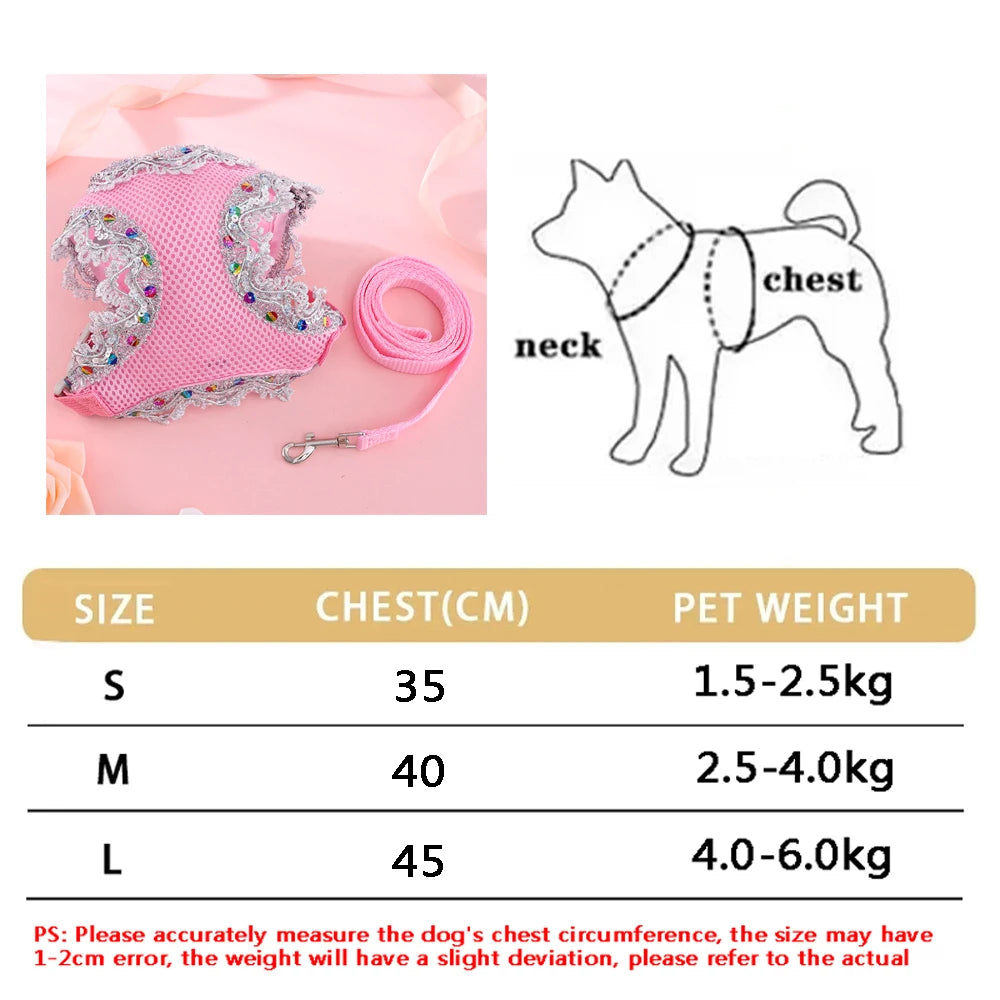 New Breathable Cute Cat Harness Set Butterfly Small Dog Harness Set Walk Outdoors Puppy Chest Vest Leash Accessories