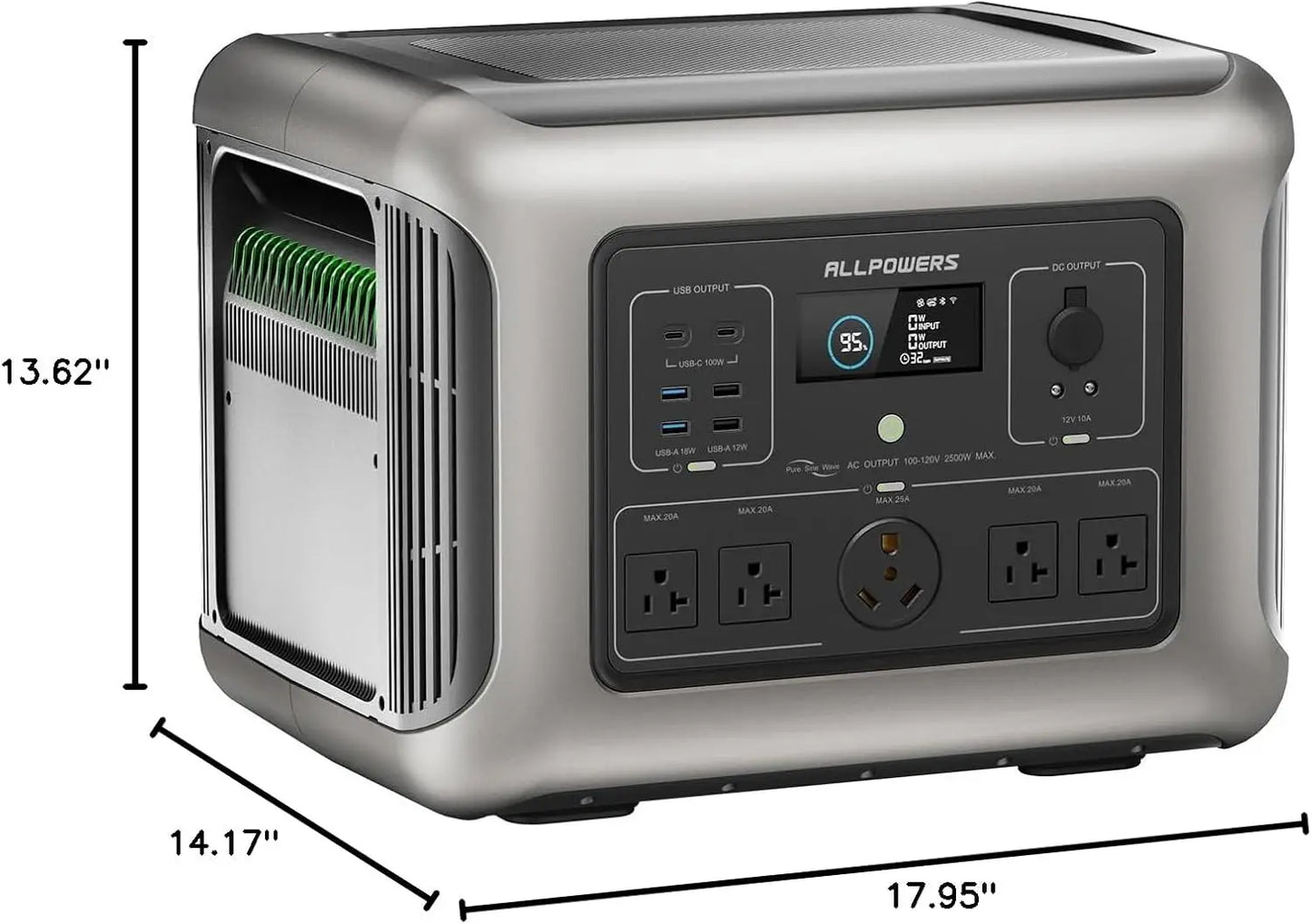 R2500 Portable Power Station 2500W 2016Wh LiFePO4 Battery Solar Generator for Outdoor Camping, Home Backup Use, RV