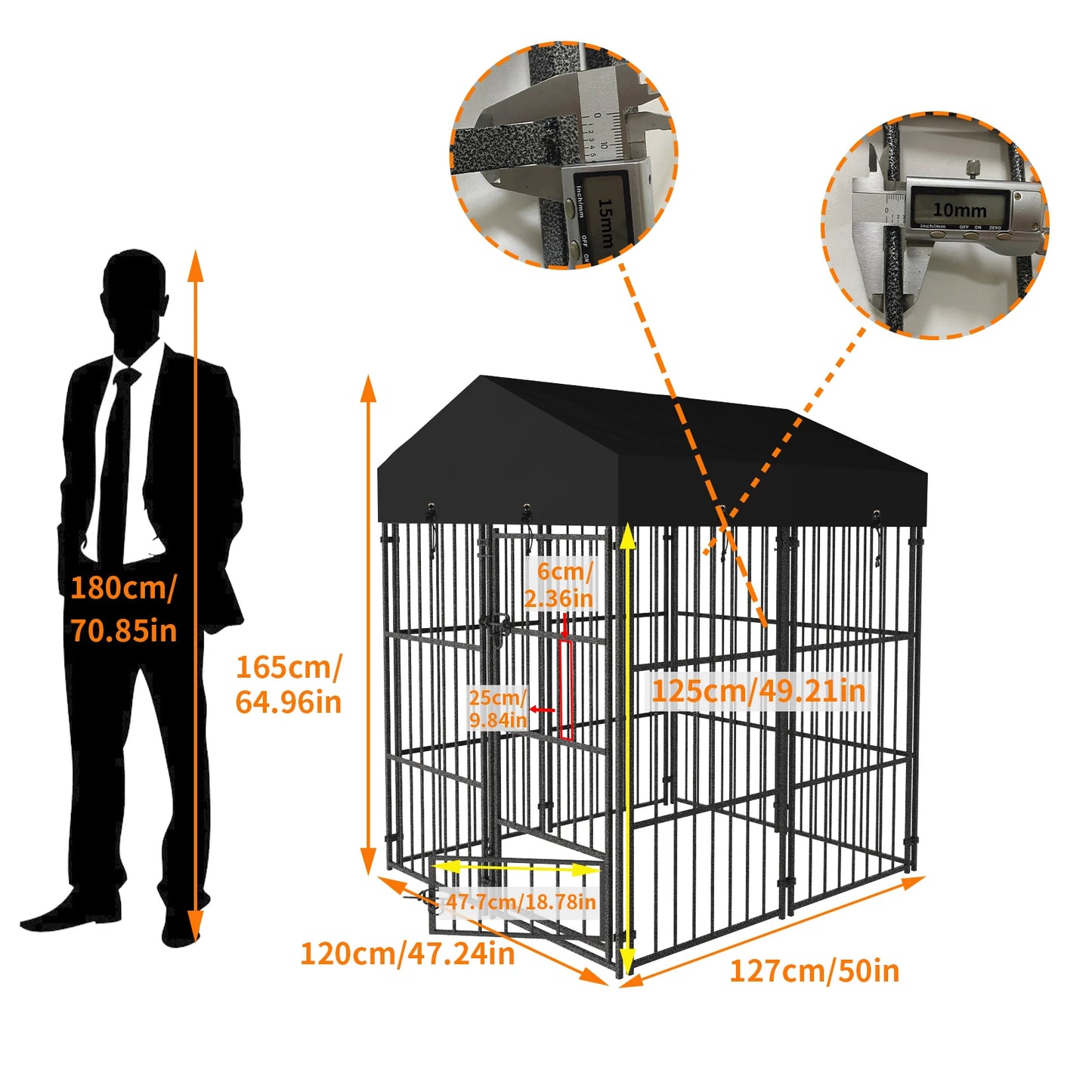 Heavy-Duty Large Dog Kennel Pet Welded Metal Playpen Animal Cage with Roof Cover Pet Run Enclosure Playpen House Outdoor Indoor
