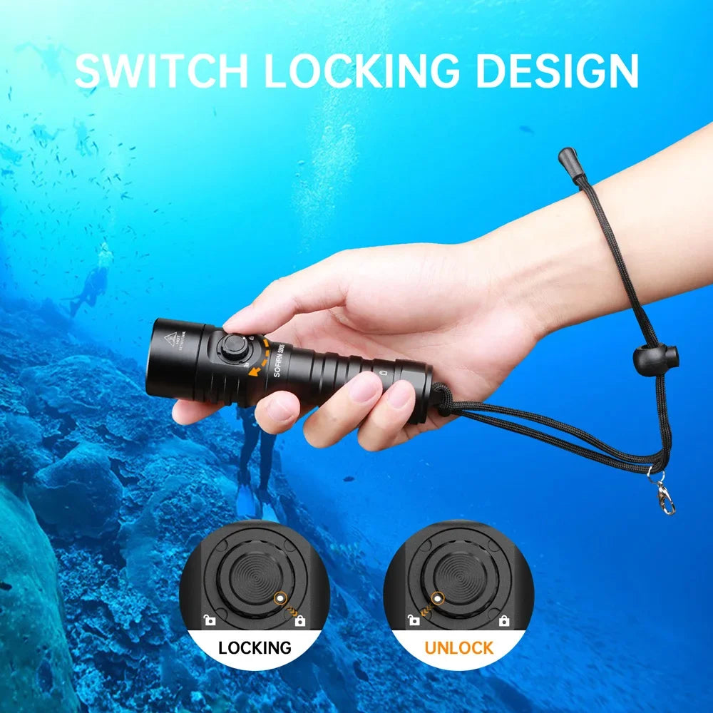 SD06 3200lm Diving Flashlight SFT70 LED Light Rechargeable Underwater Deep Scuba Torch Dive  Powerful 21700 Under 100M