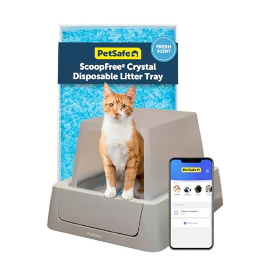 ScoopFree Crystal Smart Self-Cleaning Automatic Litter Box - Front Entry - Covered Motion-Sensing Cat Box with Integrated Health Counter