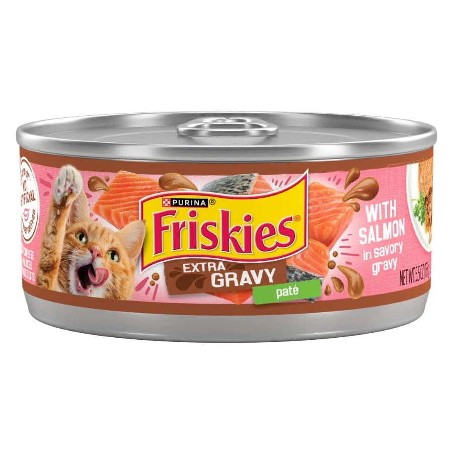 24 pack Extra Gravy Pate With Salmon, Wet Cat Food, 5.5 oz Cans