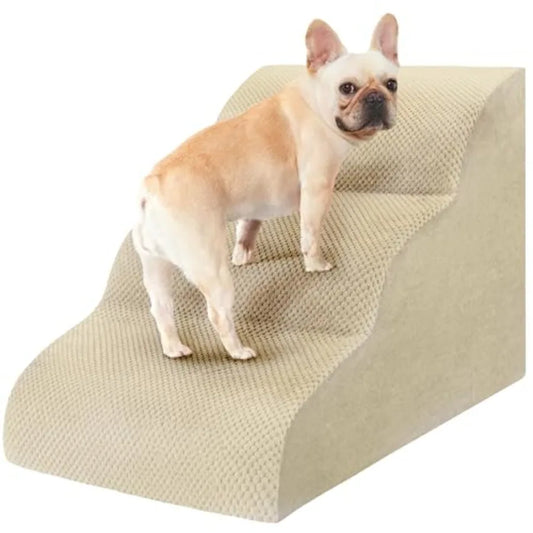 Dog Stairs for Small Dogs, High Density Foam Dog Steps, Extra Wide Non-Slip Pet Ramp for High Beds Or Couch, Soft Doggie Ladder