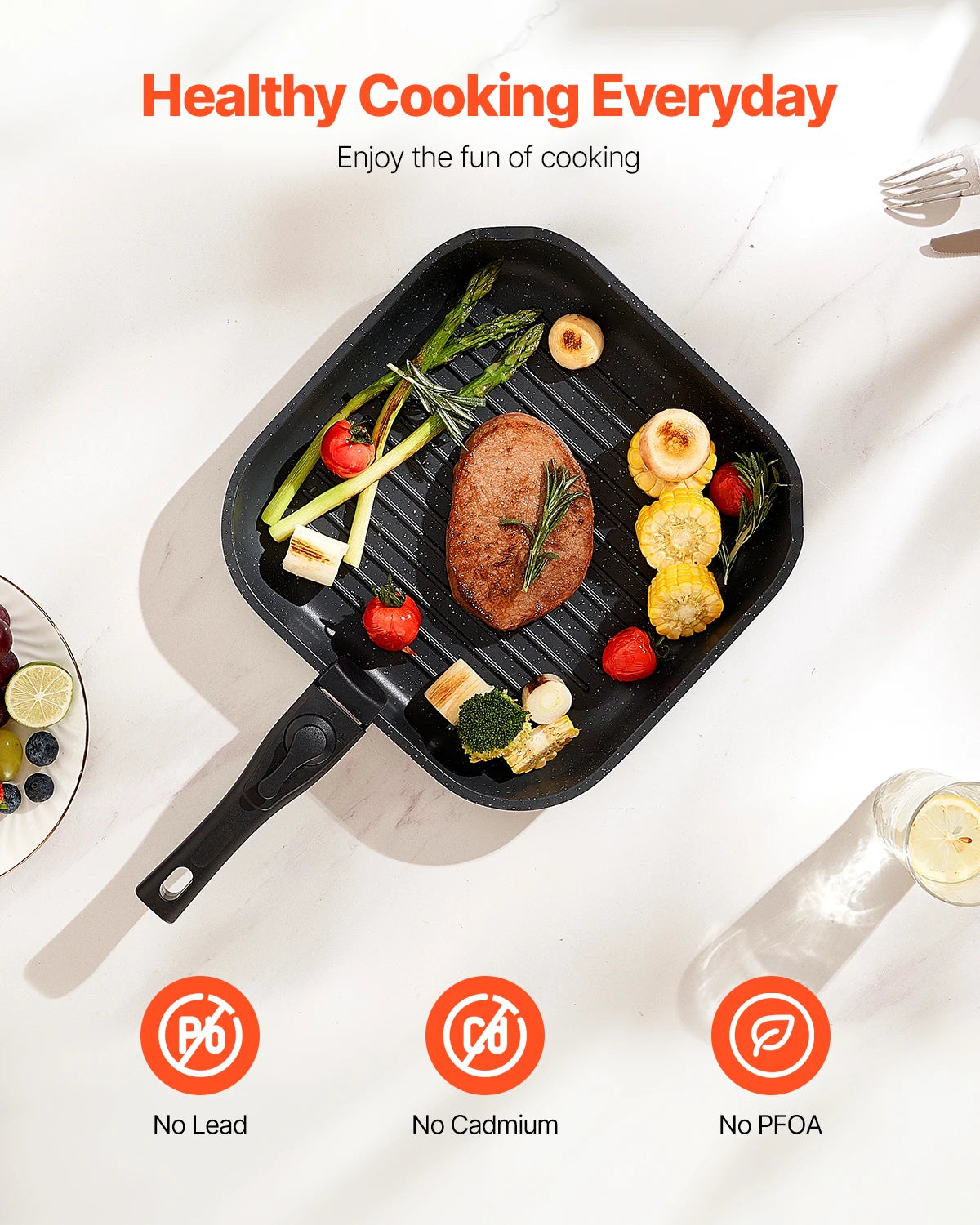 17 Pcs Nonstick Cookware Set Granite Pots and Pans Set Induction Cookware Kitchen Cooking Set w/Frying Sauce Saute Pan
