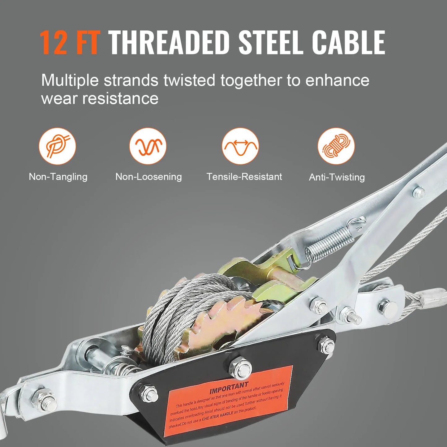 Come Along Winch 2/4/5 Ton Pulling Capacity Heavy Duty Ratchet Automotive Hoist Power Cable Puller for Vehicle Rescue
