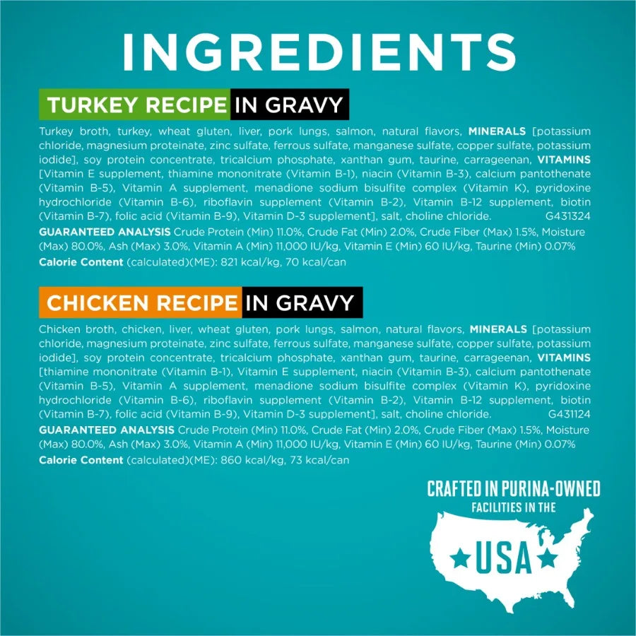 2 pack Natural, High Protein Wet Cat Food Variety Pack, Turkey, Chicken and Tuna Recipes, 3 oz.