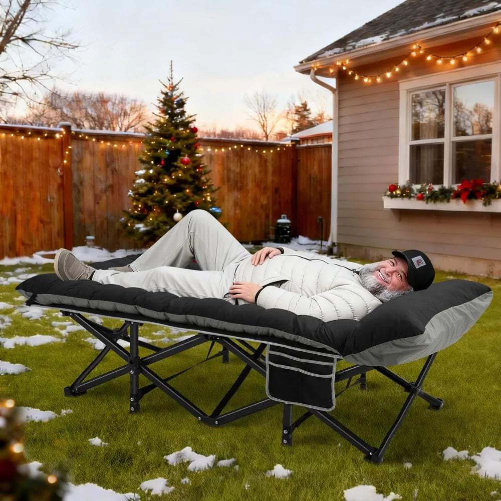 Extra Wide Camping Cot with Mattress, 32" Sleeping Cot for Adults, Holds 600LBS, Portable for Camp, RV, Beach, Office Naps