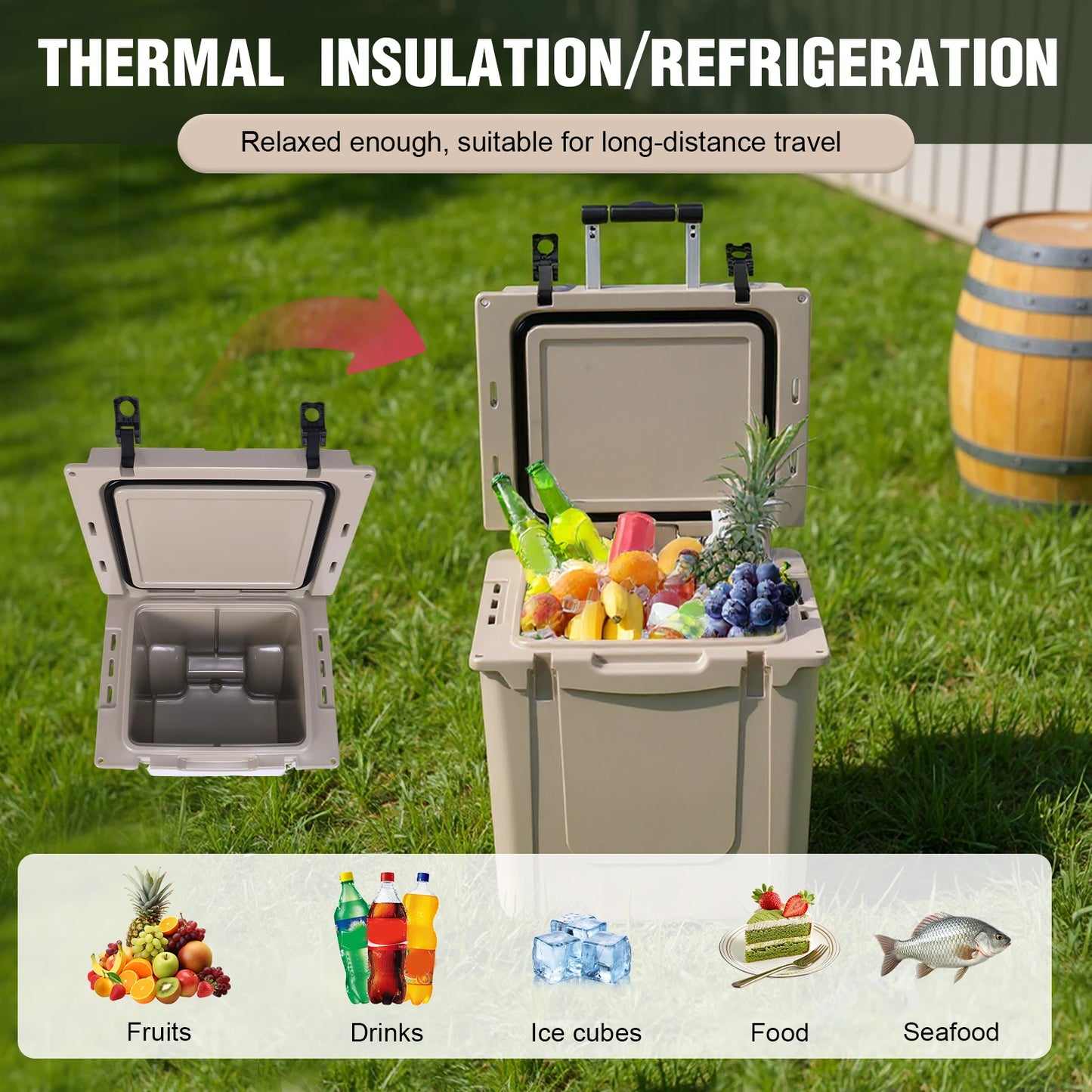 5L Insulated Rotomolded Coolers with Wheels and Handle Roller Cooler with Leak-Proof Tight Latches for Beach Camping Fishing