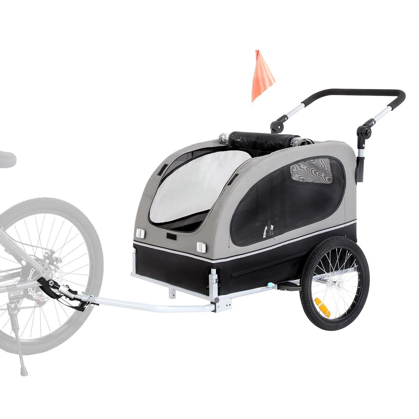 88 lbs 2-in-1 Pet Stroller Cart Dog Bike Trailer With Wheels Reflectors Easy Folding Cart Frame Bicycle Coupler Carrier