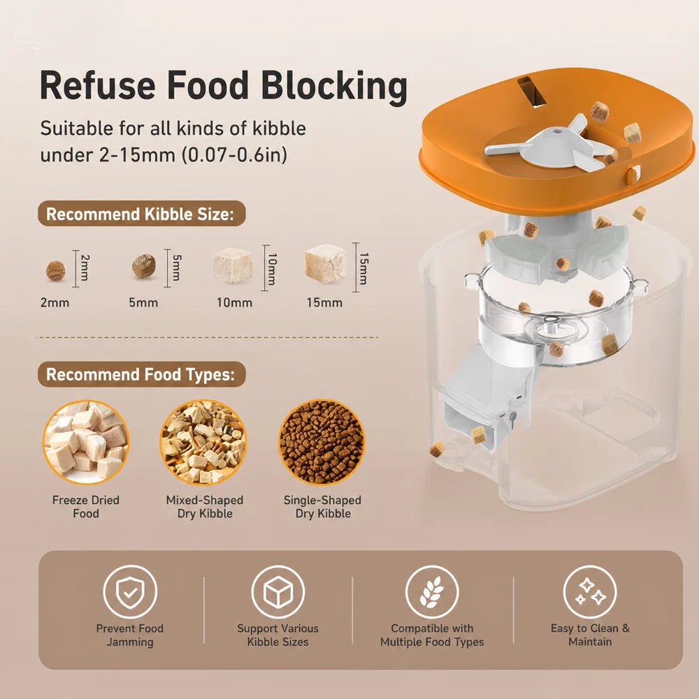 4L Automatic Cat Feeder, Smart Pet Food Dispenser with Key Control, Voice Recorder, Dual Power Supply, Timed Auto Dog Feeder with Stainless Steel Bowl