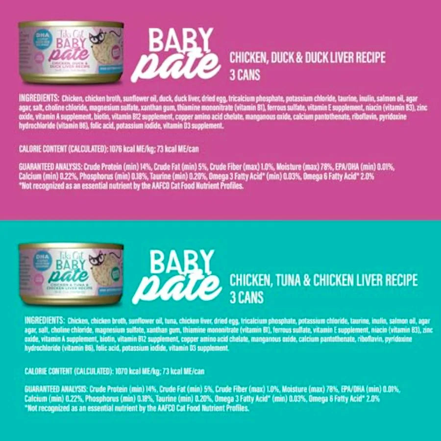 Baby Pate Wet Cat Food for Kittens Variety Pack, 2.4 oz. Cans 12 Count