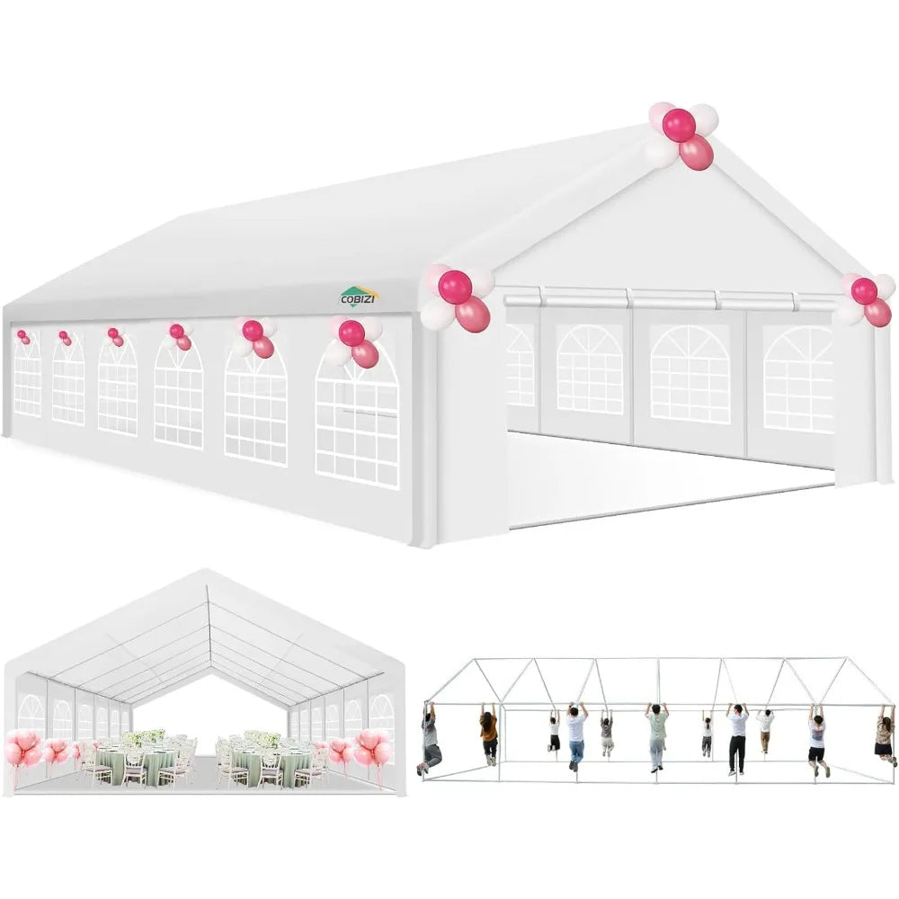 20' x 40' Party Tent Heavy Duty, Galvanized Wedding Tent, Event Shelter for Parties, Outdoor with Removable Sidewall & Built-In Sandbag