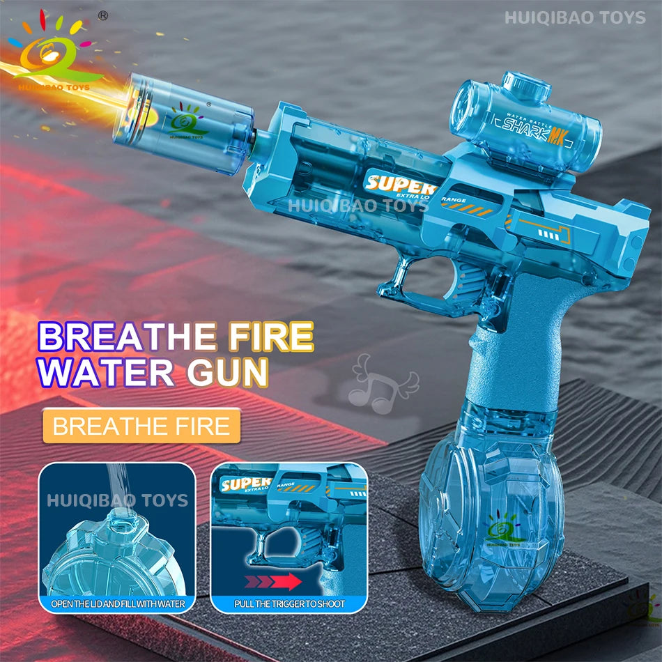 Electric Pulse Water Gun Simulated Flame Sensor Light Fully Automatic Fights Toy Water Pistol Outdoor Beach Toys Adult
