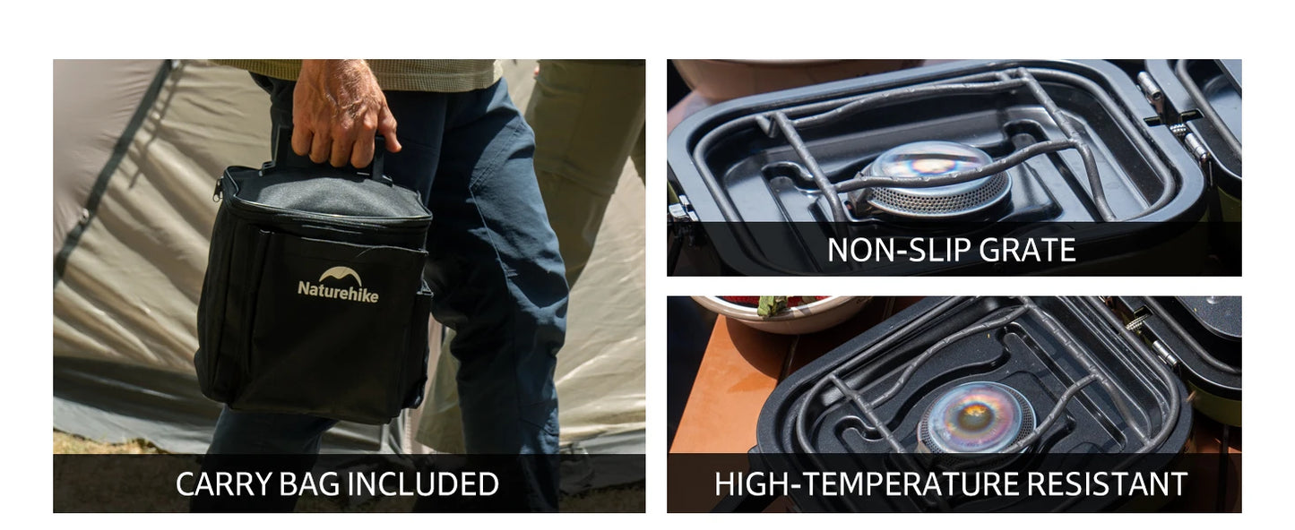 2 Burner Folding Camping Stove Portable Propane Gas Stove with Carry Bag 16000 BTU Stove Outdoor Picnic Equipment