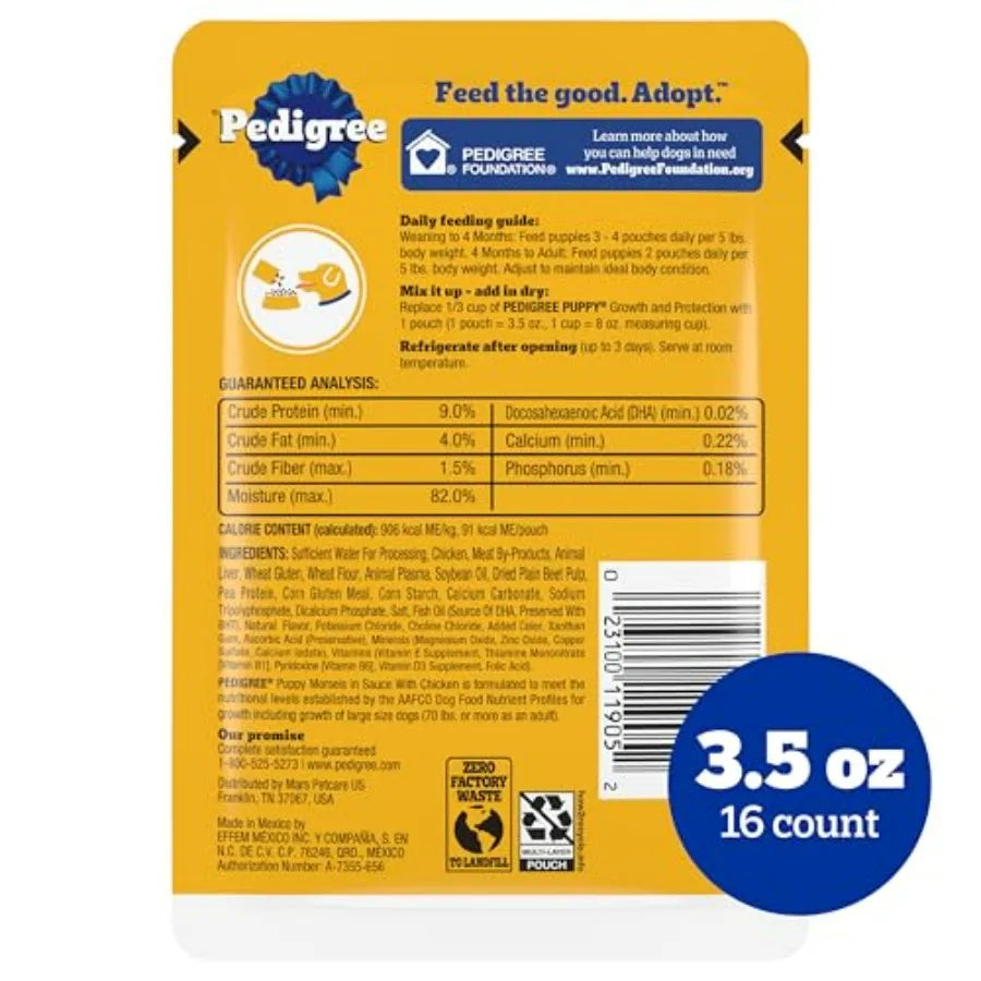 Puppy Food Morsels in Sauce, Wet Dog Food Pouches, Flavor, 3.5 oz. Pouches