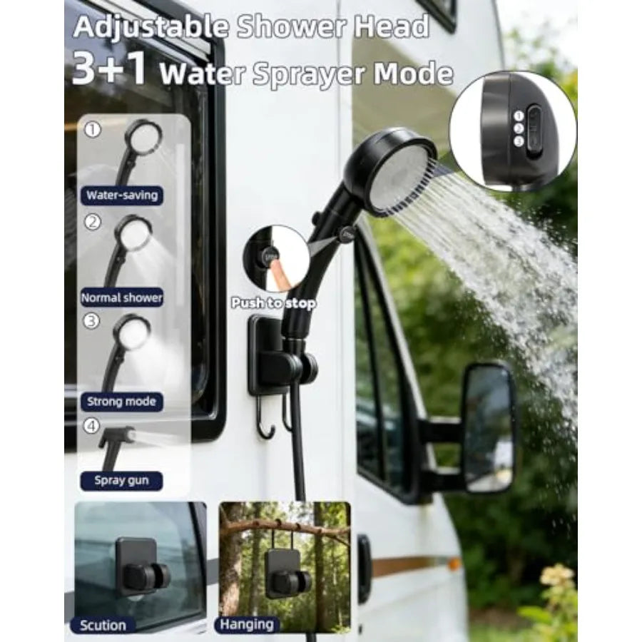Upgraded Portable Shower With Heater for Camping 6000mAh Rechargeable Camping Shower Pump With LED Display 3 Spray Modes