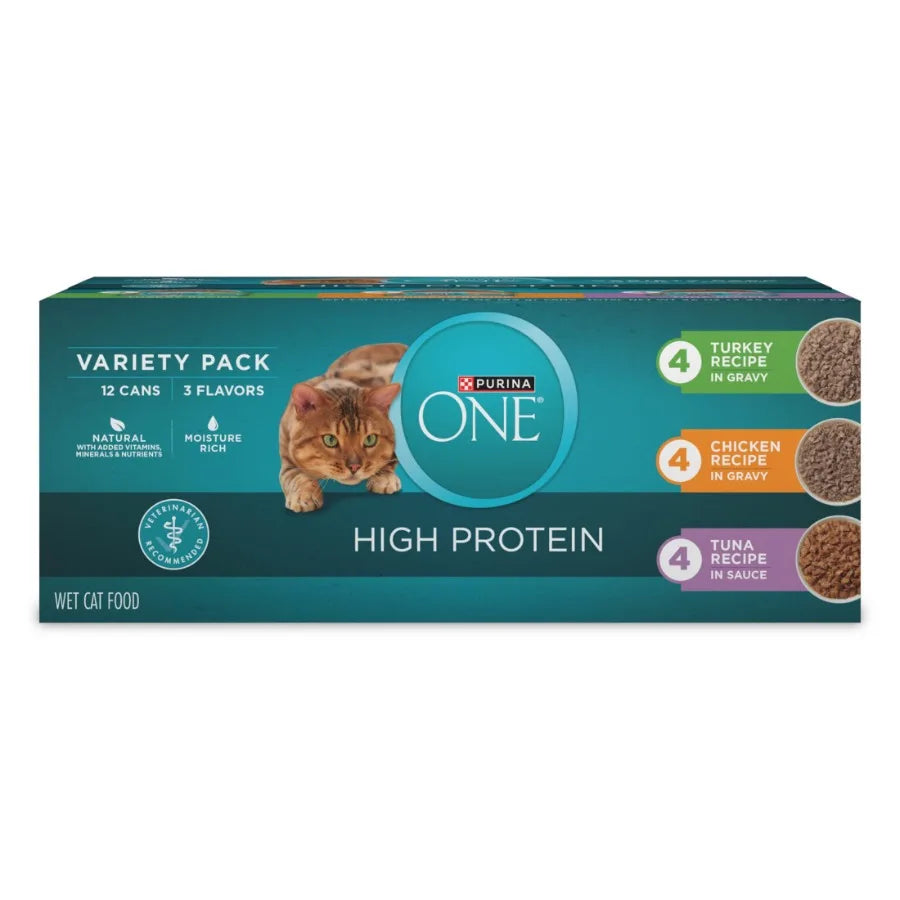 2 pack Natural, High Protein Wet Cat Food Variety Pack, Turkey, Chicken and Tuna Recipes, 3 oz.