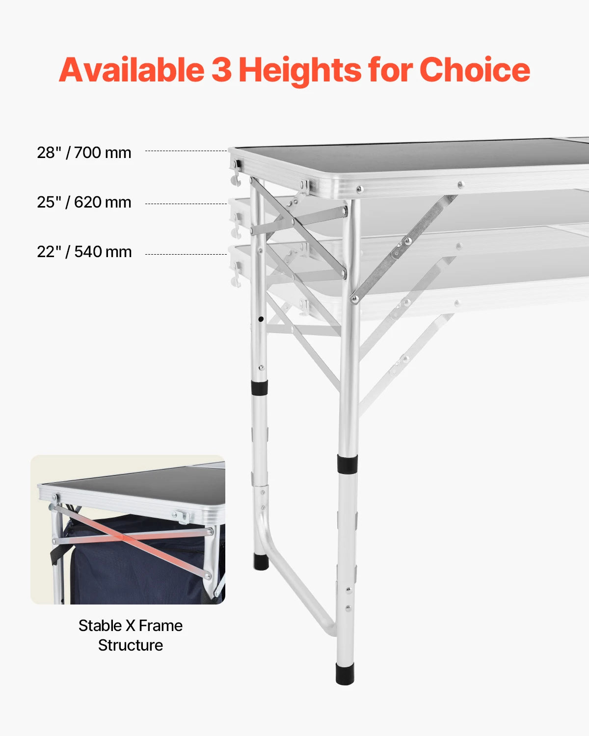 Camping Kitchen Table Folding Outdoor Cooking Table Aluminum Lightweight Portable Cook Station Foldable Camp Table