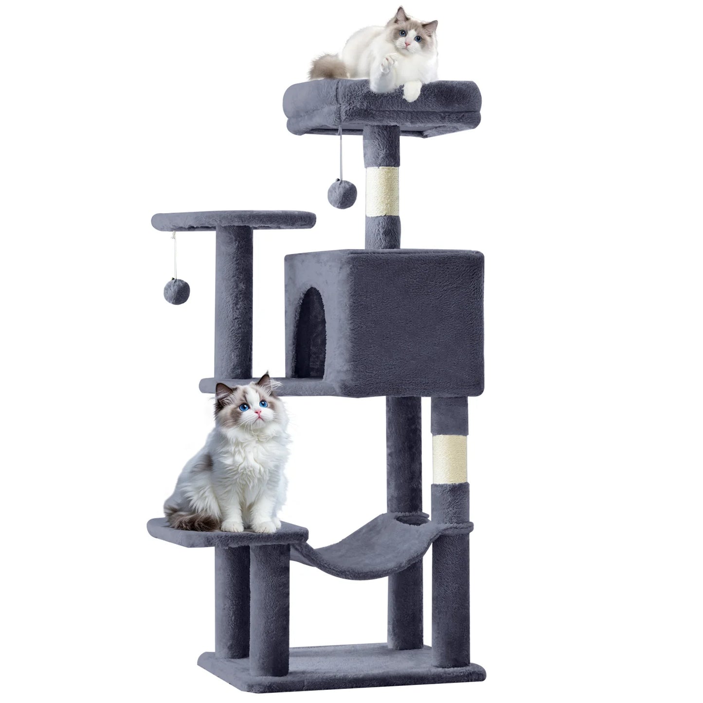 44IN Cat Tree Tower, Cat Climbing Tower with Natural Sisal Scratching Posts, Pet Condo for Indoor Cats and Kittens Play