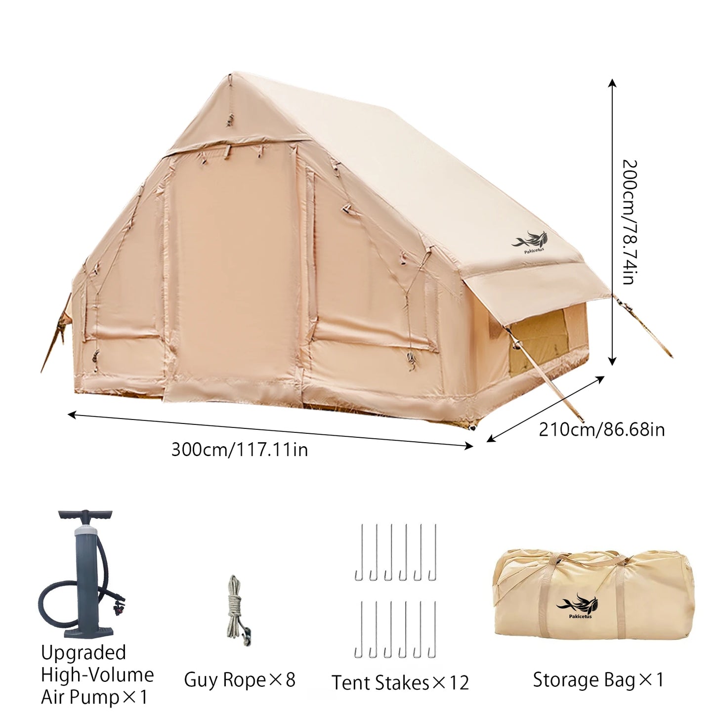 Inflatable Tent With Skylight, Quick Setup Blow Up Tents With Pump, 4-6 Person Outdoor Family Luxury Tent
