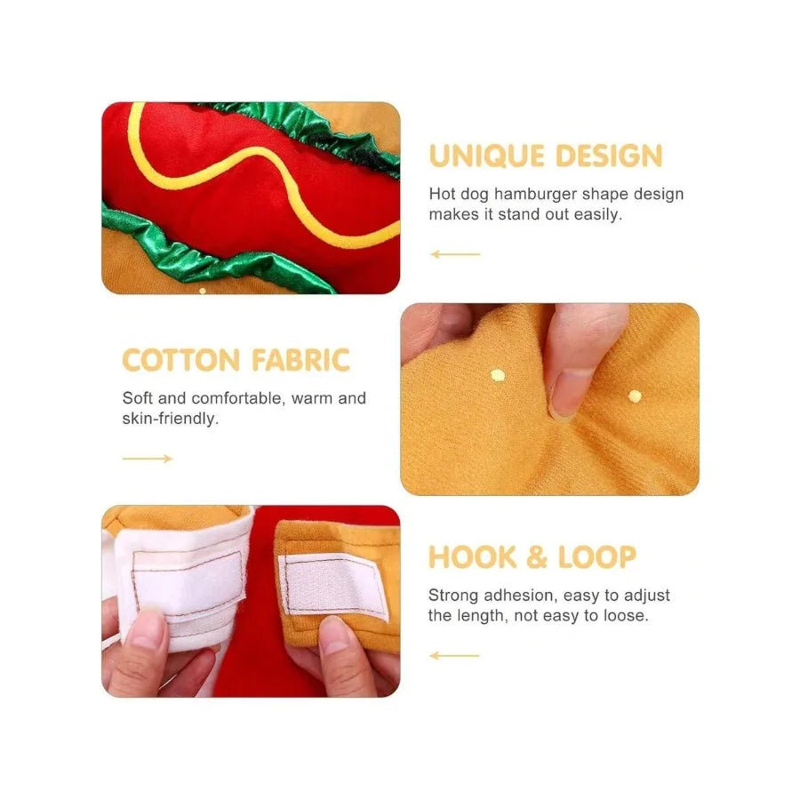 【New style】Funny Hot Dog Design Pet Costumes - Halloween Pet Apparel Warm Hoodie For Dogs And Cats, Pet Cosplay Outfit Uniform