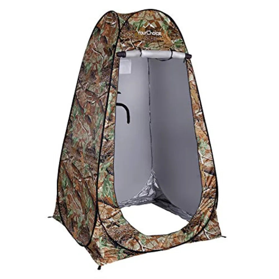 Pop-Up Privacy Shower Tent 3.9 x 3.9 x 6.2FT Portable Camping Changing Room Instant Setup Outdoor Shelter with Silver Coating