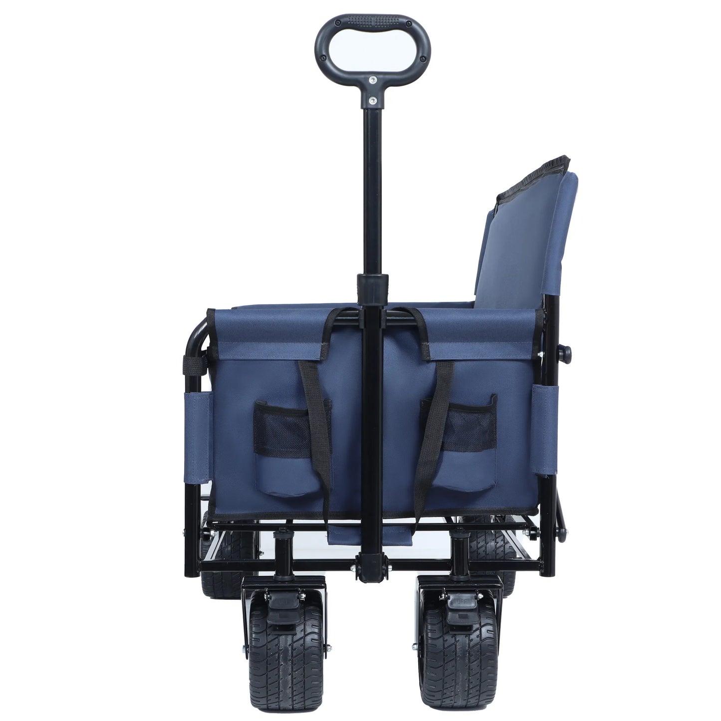 3-in-1 Convertible Folding Wagon Cart with Bench Seat & Rear-Mounted Folding Tabletop, 500 lb Capacity for Camping, Beach