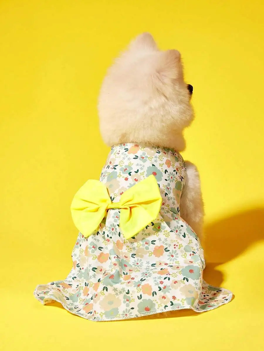 Valentine's Day 1pc Heart Print Bow Decor Pet Dress For Dog For Summer