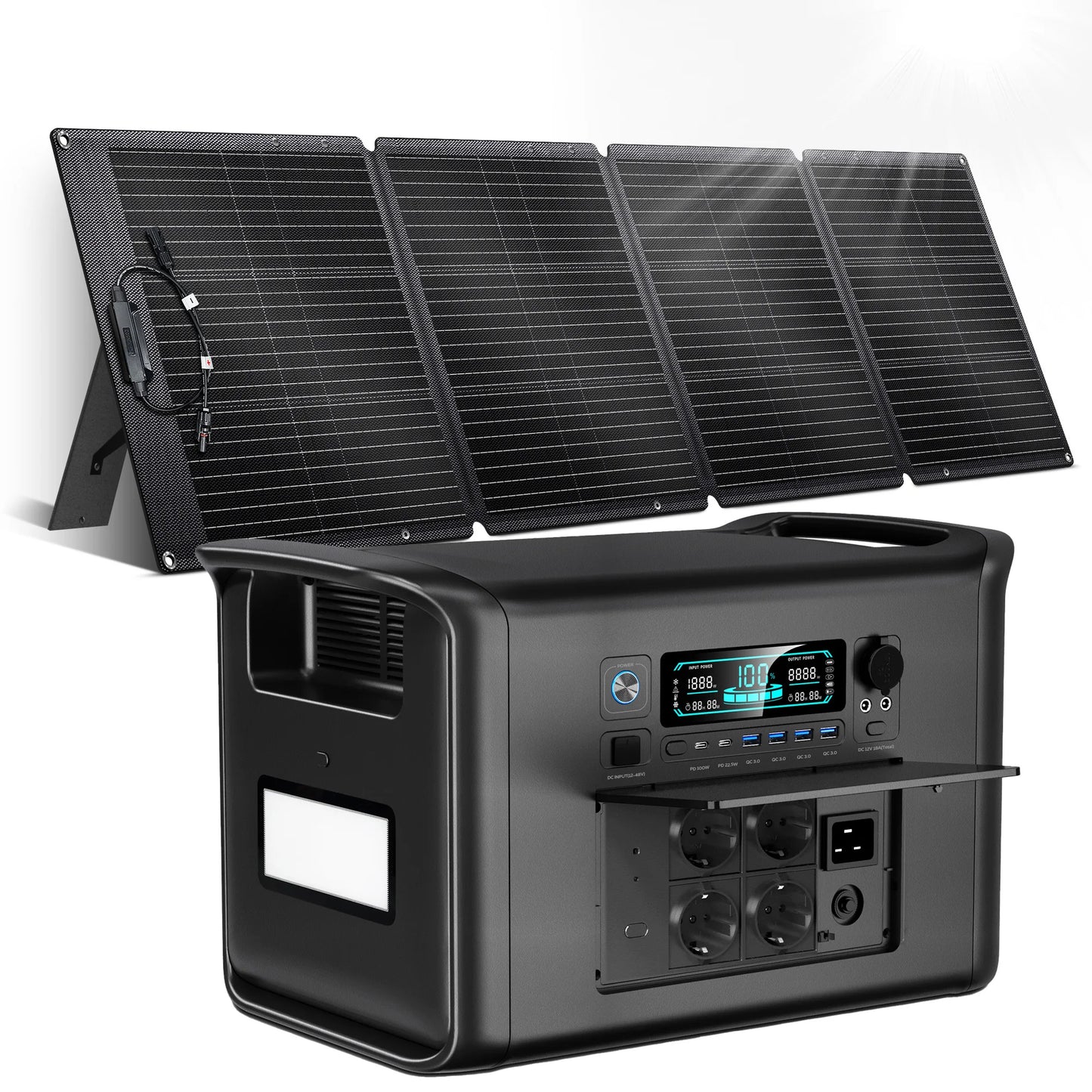RV Camping AP1000 AP2000 1800W/2400W Solar Generator  Portable Mobile Power Station 200W Solar Panels Portable Foldable