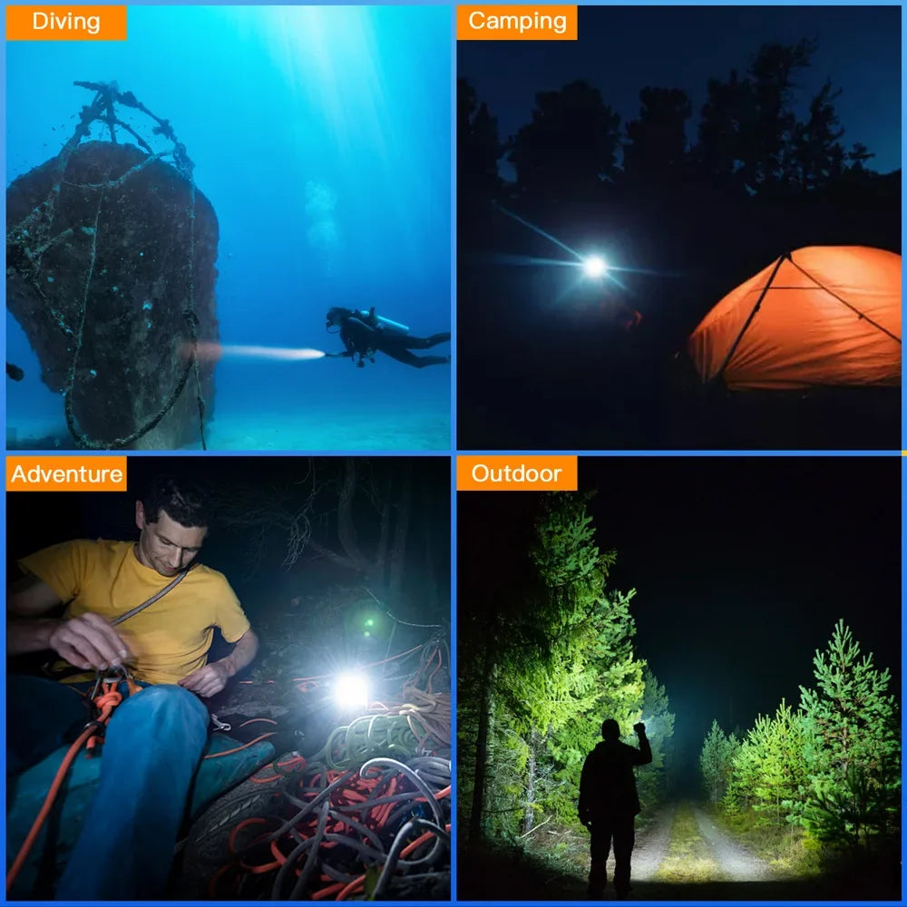 SD06 3200lm Diving Flashlight SFT70 LED Light Rechargeable Underwater Deep Scuba Torch Dive  Powerful 21700 Under 100M
